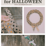 How to Make a Burlap Halloween Wreath using two colors of polka dot burlap ribbon in orange and black from the Dollar Tree.