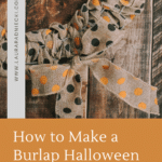 How to Make a Burlap Halloween Wreath using two colors of polka dot burlap ribbon in orange and black from the Dollar Tree.